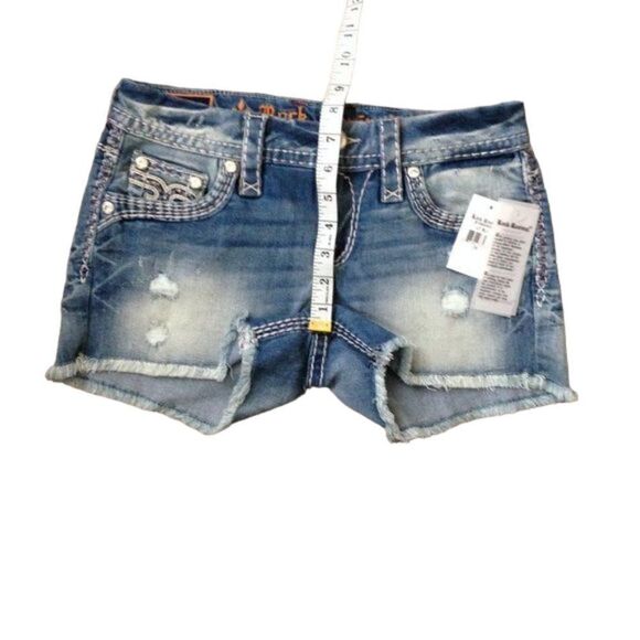 Rock Revival Jelina Stretch Jean Shorts Blue Faded 26 NWT - Picture 2 of 7